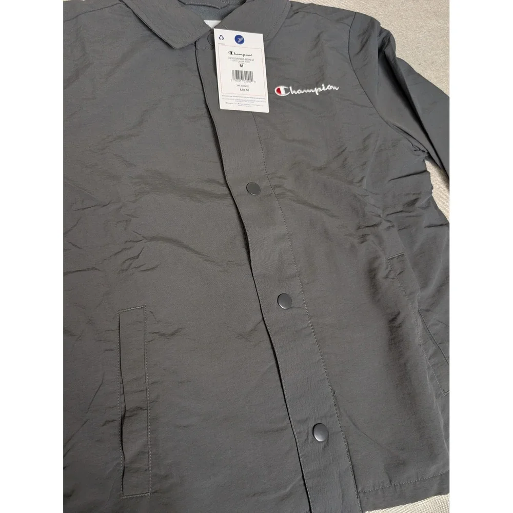 Champion Coach Nylon Jacket Kids Size M 10/12 Iron Grey NWT Fleece Lined C9350W